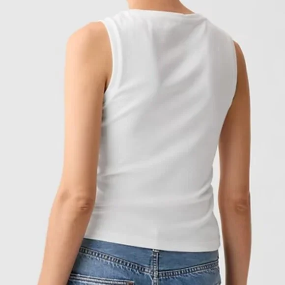 Gap Womens M Tall Plain Solid White Modern Shell Tank Top Sleeveless Stretch - Picture 6 of 7